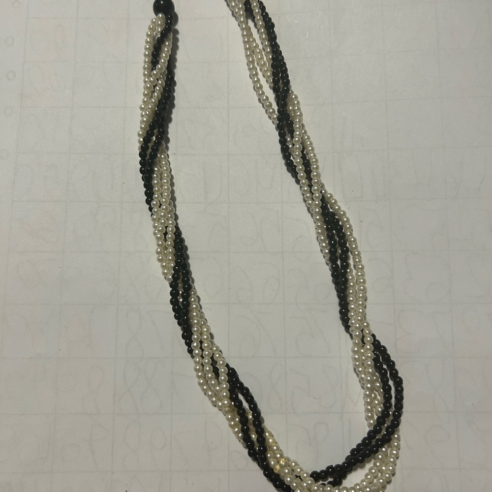 Elegant Black and White Beaded Necklace